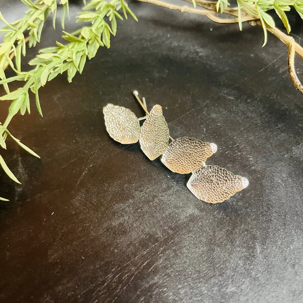 Aspen Leaf Hair Pin | Silver Toned Botanical | Forest Fae Earth Witch Boho Fairy